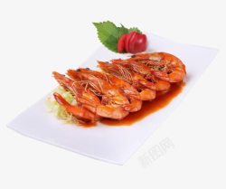 红焖油烤大虾高清图片