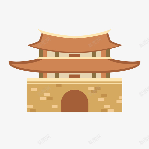 一幢淡黄色的古代建筑png免抠素材_新图网 https://ixintu.com 中式建筑 古代建筑 古建筑 古建筑手绘图 扁平化 手绘建筑 淡黄色