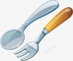 塑料叉子卡通勺子和叉子简图高清图片