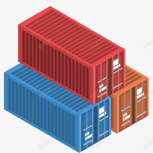 集装箱货物png免抠素材_新图网 https://ixintu.com 模型 物流 立体 货物运输 货运