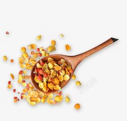 勺子健康黄色勺子里的粮食高清图片