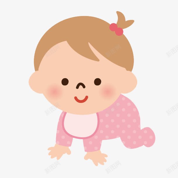可爱的小女孩png免抠素材_新图网 https://ixintu.com 卡通 可爱的 小女孩 小孩爬 手绘 简笔 粉色的 趴着的