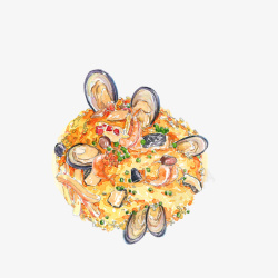卡通海鲜炒饭素材