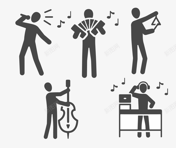 艺术家标矢量图图标ai_新图网 https://ixintu.com dj icon 唱歌 年轻人 手提琴 拉琴 歌唱家 矢量图 节目表 音乐会 音乐会节目单