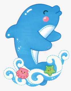 水生生物卡通可爱小海豚高清图片