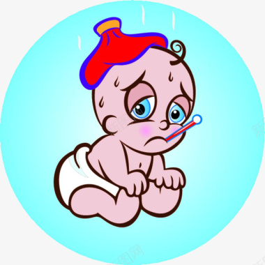 婴儿发烧生病图标图标
