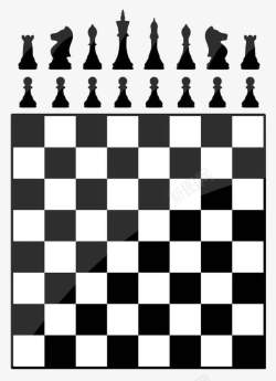 黑白棋盘格纹黑白手绘国际象棋盘高清图片