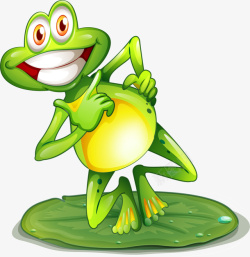 摆pose开心的绿色青蛙高清图片