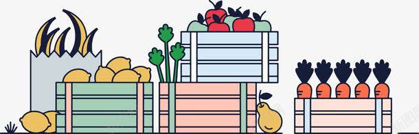 售卖蔬果的框子png免抠素材_新图网 https://ixintu.com 卖菜 卡通 木框 柠檬 梨子 水果 菜商 菜场 菜市场 菜框 蔬菜 货物框