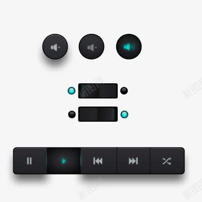 一组手机常用元素psd免抠素材_新图网 https://ixintu.com 声音 常用元素 开关 手机 按钮 播放