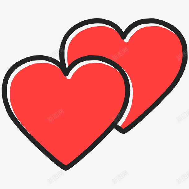 两颗红色的爱心图png免抠素材_新图网 https://ixintu.com 心形图 手绘图 简笔画 红色爱心 美丽的 装饰