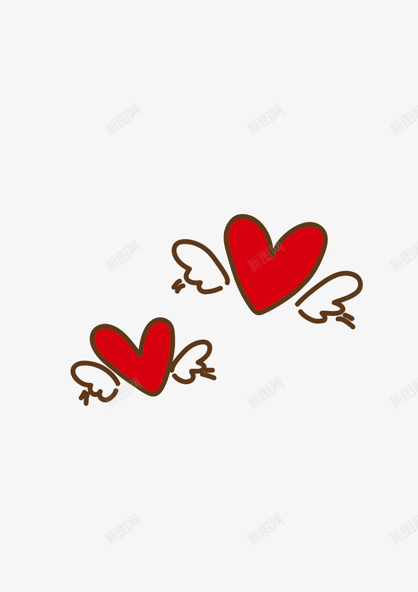 手绘红色的心png免抠素材_新图网 https://ixintu.com 两颗心 平面 手绘 红心 翅膀 艺术作品 飞翔的心