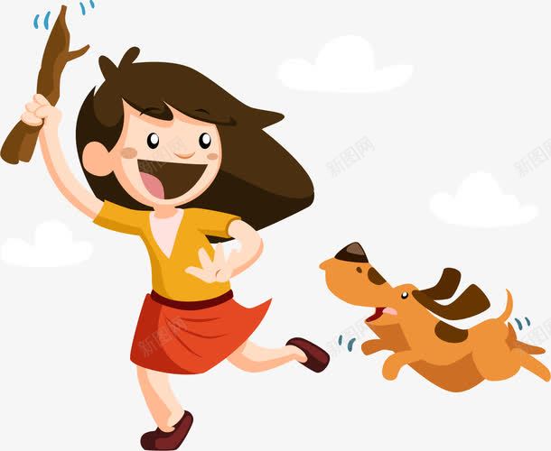 玩耍的孩子png免抠素材_新图网 https://ixintu.com 动物 卡通小朋友 奔跑的孩子 小狗