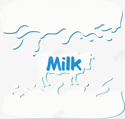 白色牛奶绘制奶牛图标矢量图图标