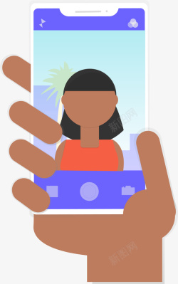 生活化插画卡通扁平手机远程视频UI高清图片