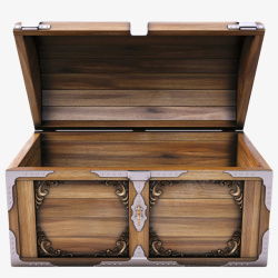 装饰放置棕色清晰放大的复古木盒实物高清图片