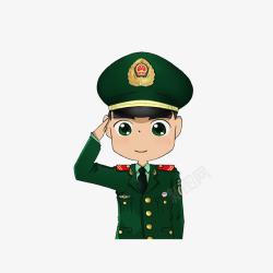 png卡通可爱的军人形象敬礼的军人卡通图