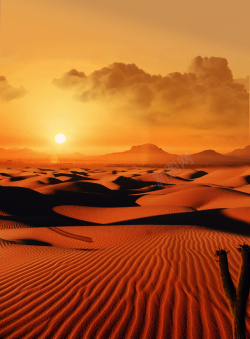 夕阳西下风景沙漠中夕阳西下风景背景高清图片