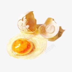 黄色鸡蛋黄打碎的鸡蛋手绘画片高清图片