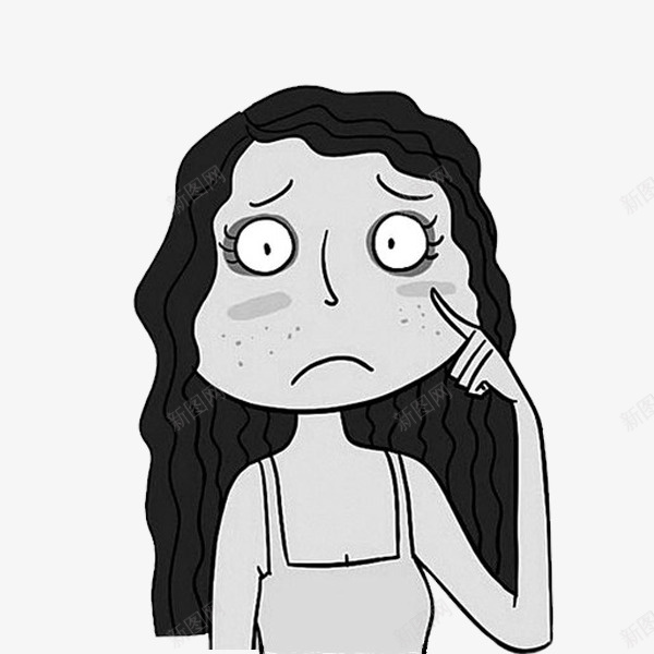 伤心的女人图标png_新图网 https://ixintu.com 卡通 女人 手绘 灰色的 简笔 长斑 黑色的
