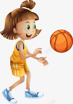 女性球员打篮球的卡通女孩高清图片