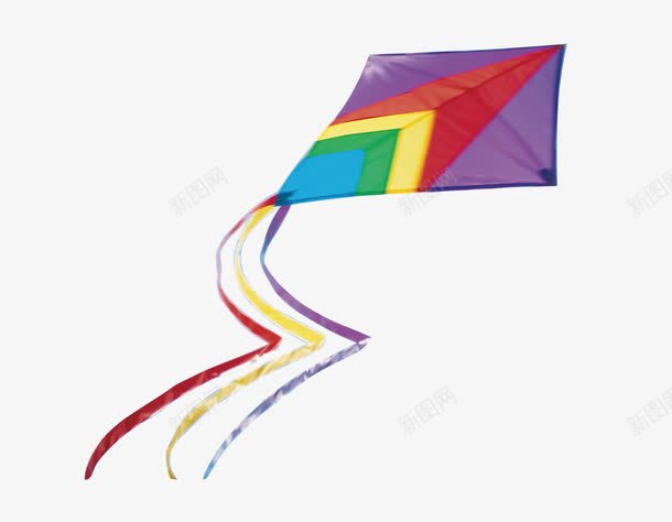 一只彩色的风筝png免抠素材_新图网 https://ixintu.com 丝带 彩色 风筝 飘带 飞起来的风筝