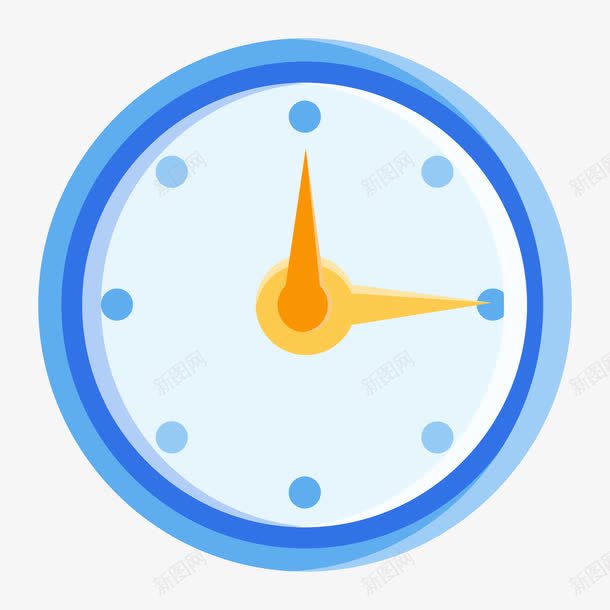 蓝色扁平化时间钟表元素图标png_新图网 https://ixintu.com 刻度 商务图标 扁平化 指针 时间 蓝色 钟表