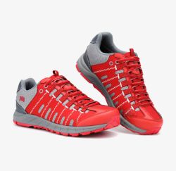 鞋子透气素材红色网布状运动鞋高清图片