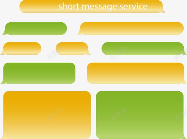 留言对话框png免抠素材_新图网 https://ixintu.com 短信服务 立体 简讯 绿色 黄色