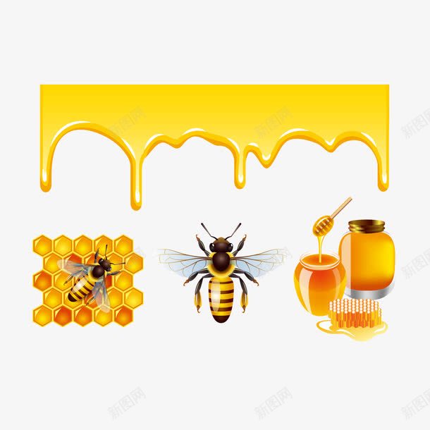 蜂巢蜂蜜png免抠素材_新图网 https://ixintu.com 搅拌棒 液态 蜂巢 蜂蜜 蜜蜂
