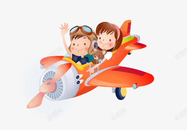 开飞机的小孩png免抠素材_新图网 https://ixintu.com 卡通小孩 小孩 飞机 飞机动画