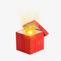盒子发光发光红礼盒高清图片