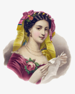 欧洲的贵妇彩色贵族小姐装饰图高清图片