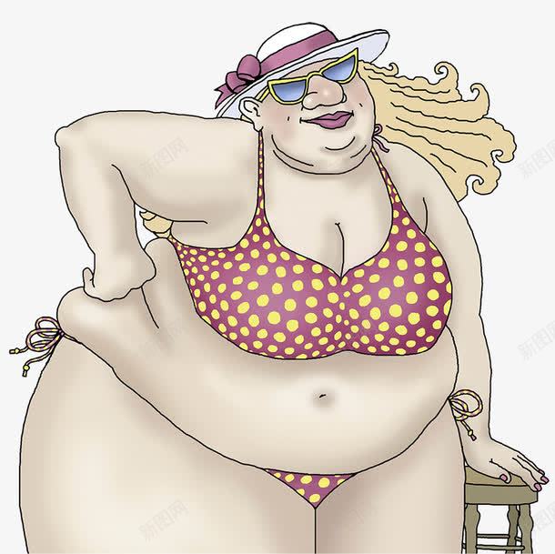 手绘人物大肚腩穿比基尼的胖女人png免抠素材_新图网 https://ixintu.com 大肚子 大肚腩 手绘人物 穿比基尼 肥胖 胖女人