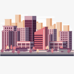 新城紫粉色的现代化建筑高清图片