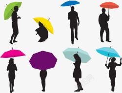 男人和女人撑伞的轮廓图素材