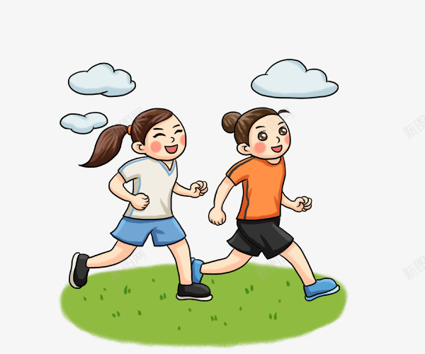 卡通手绘晨练健身的人psd免抠素材_新图网 https://ixintu.com 健身 卡通手绘晨练健身的人 早上运动 跑步的人 运动
