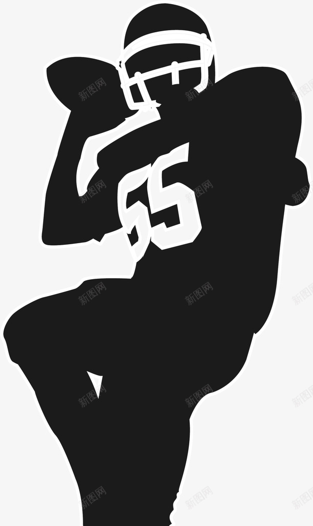 黑色扁平橄榄球球员图标png_新图网 https://ixintu.com 体育 橄榄球 比赛运动员 球员 球类运动 球赛 竞技 锻炼