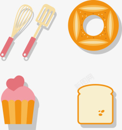 美味椰蓉甜甜圈烘焙蛋糕矢量图高清图片
