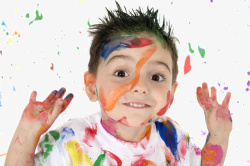 水墨男孩水墨油漆炫彩的孩子高清图片