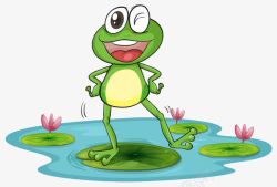 小河溪水站在荷叶上的青蛙高清图片