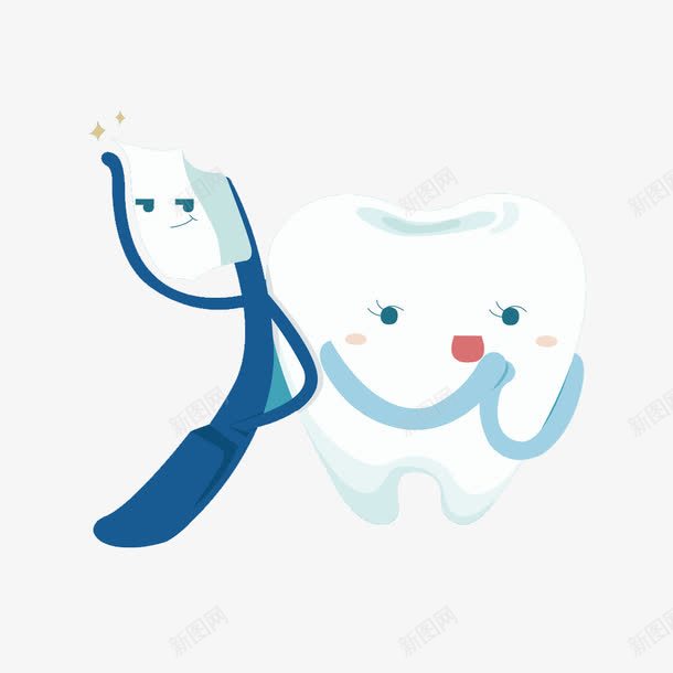 牙刷与牙齿png免抠素材_新图网 https://ixintu.com 免费png素材 卡通 爱护 爱牙日 牙齿