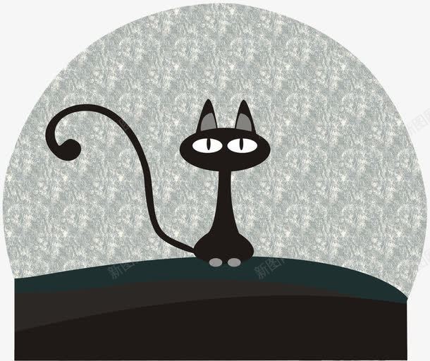 夜晚的猫png免抠素材_新图网 https://ixintu.com 卡通背景装饰 夜晚 夜空 黑猫