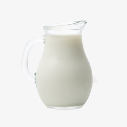 免抠玻璃水壶装满牛奶饮料的广口瓶实物高清图片