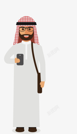 卡通的阿拉伯人打电话的阿拉伯人高清图片