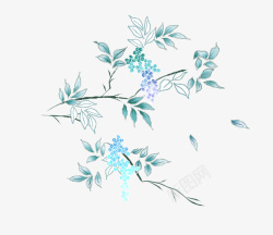 蓝色植物花朵图案素材