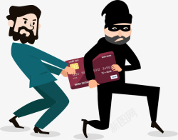 银行财产抢劫银行卡的贼矢量图高清图片