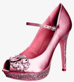 粉红露脚女士高跟鞋素材