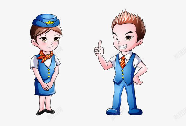 空姐服务员png免抠素材_新图网 https://ixintu.com 乘务员 卡通形象 服务员 白领 空姐 蓝领
