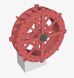 转动风车卡通红色水车高清图片